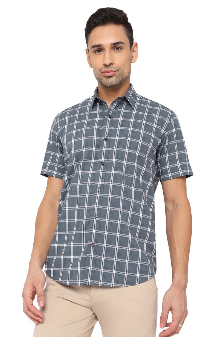 JadeBlue | JBC-CH-702A BLUE MIRAGE Men's Blue Cotton Checked Casual Shirts 0