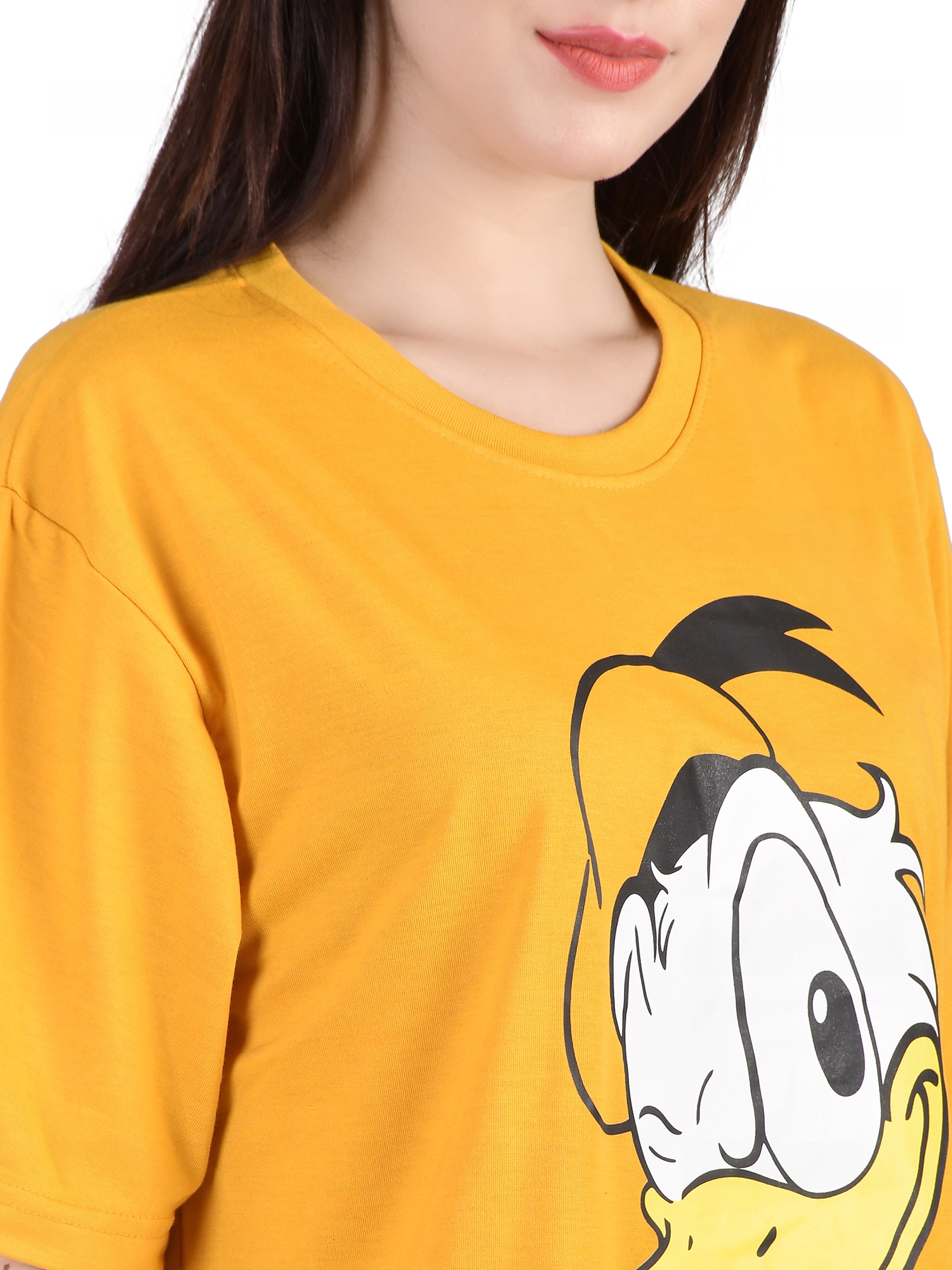 Cool Duck : Quirky Printed Oversized Women's Tees In Yellow Color