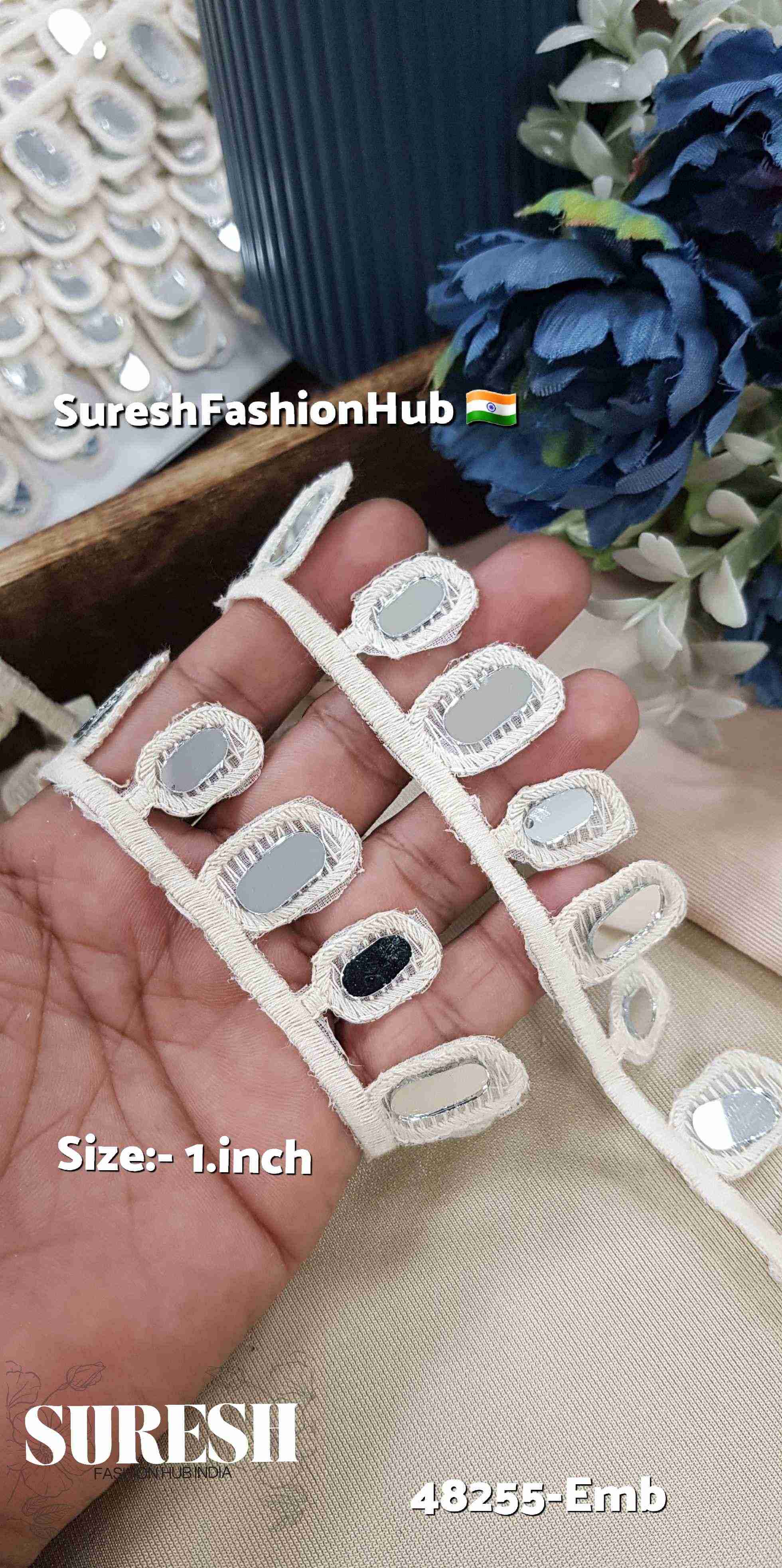 Off-White Hanging Mirror Cutwork Lace