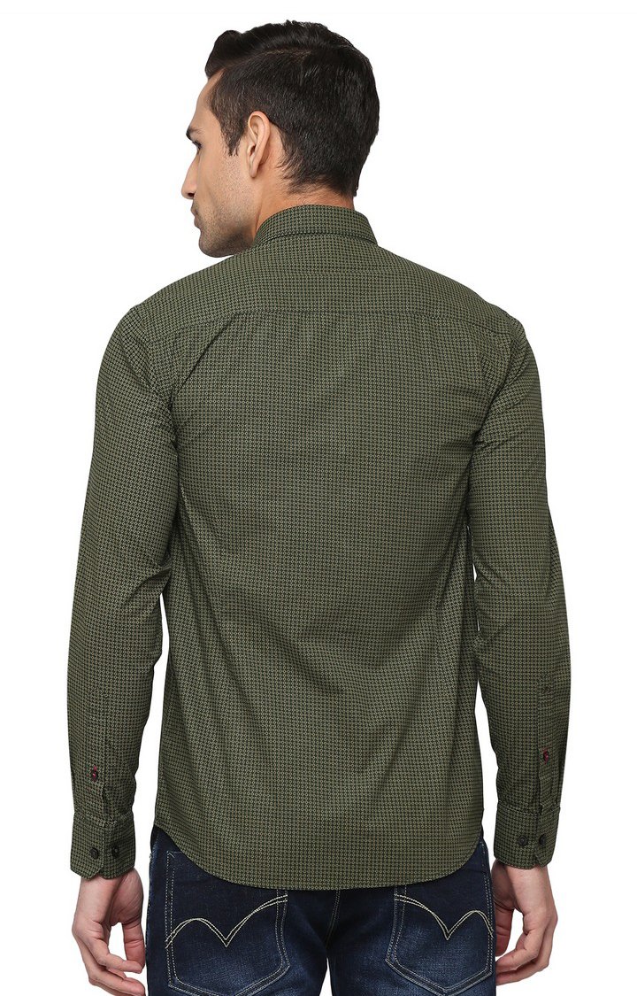 JBC-PR-710B REIFLE GREEN Men's Green Cotton Printed Casual Shirts