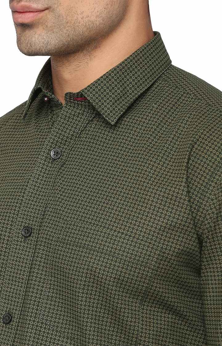 JBC-PR-710B REIFLE GREEN Men's Green Cotton Printed Casual Shirts