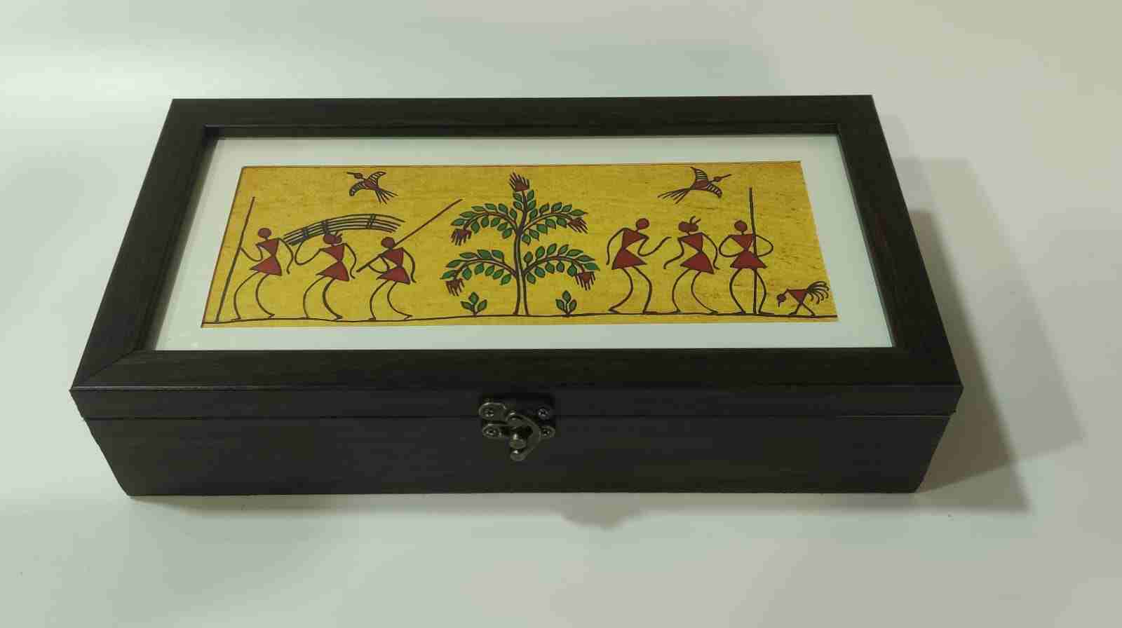 Warli Handpainted Jewellery Box - 10"