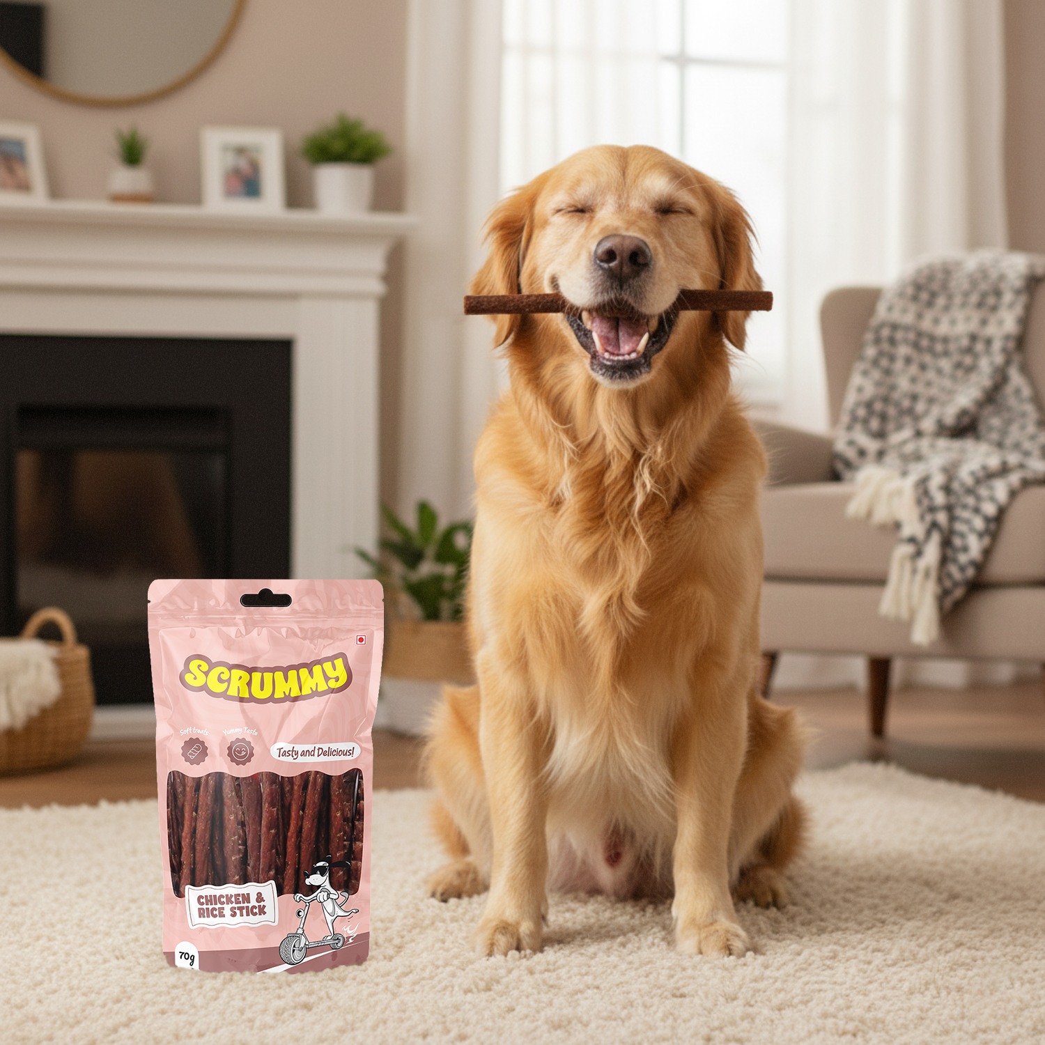 Scrummy Chicken & Rice Stick Cuts Dog Treats 70g