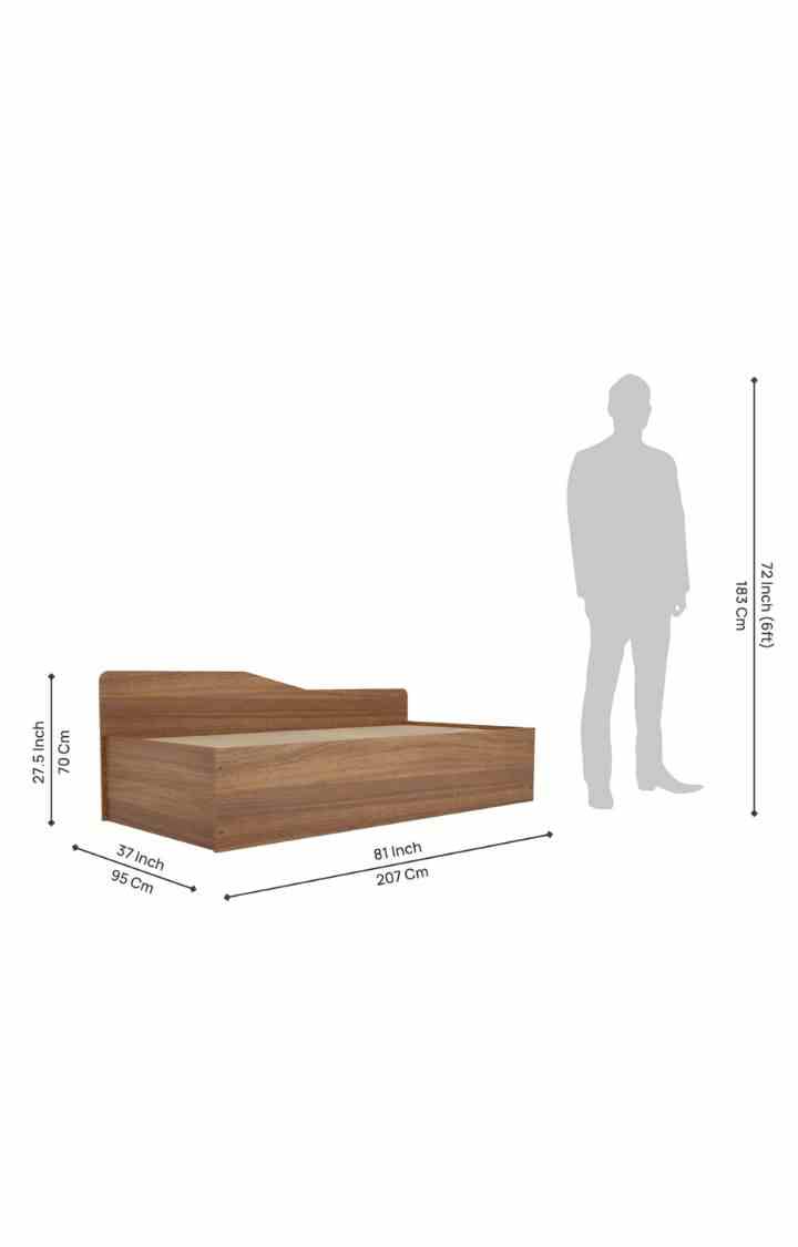 Solter Diwan Bed with Stoarge (Finish Color -Teak)