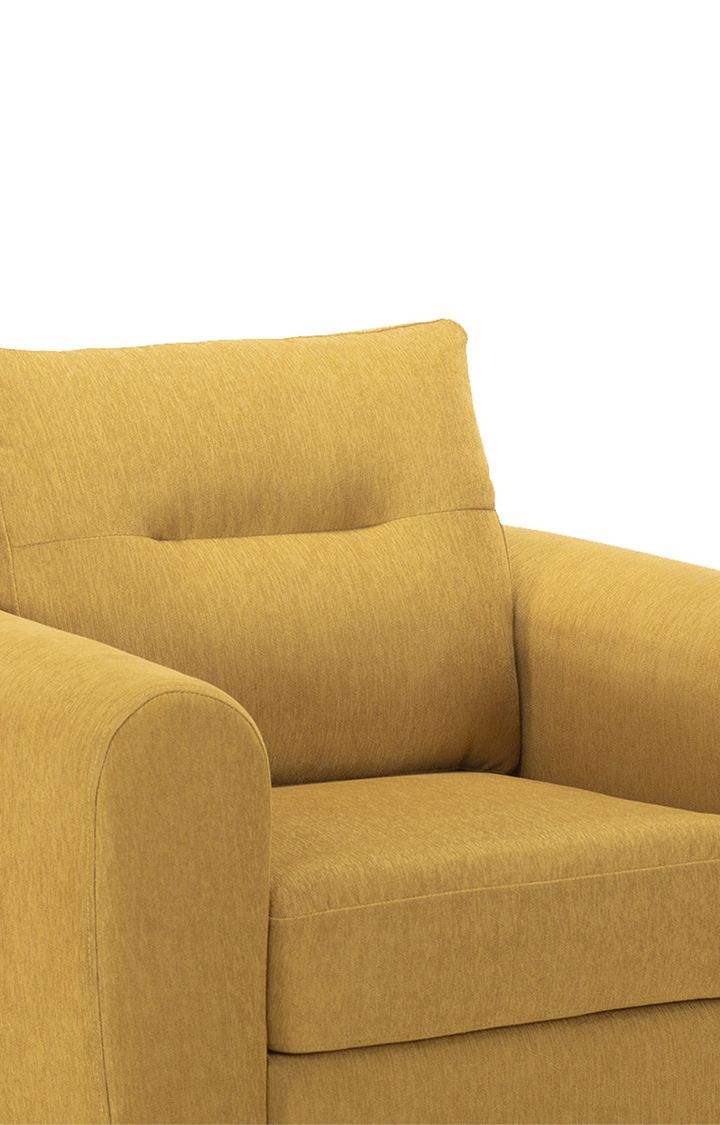 neudot Scott Sofa for Living Room |1 Person Sofa|Premium Fabric with Cushioned Armrest | Solid Wood Frame|1 Seater in Husky Yellow Color