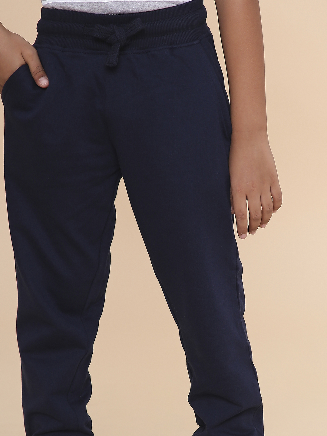 Boys Solid Sweatpant-Navy