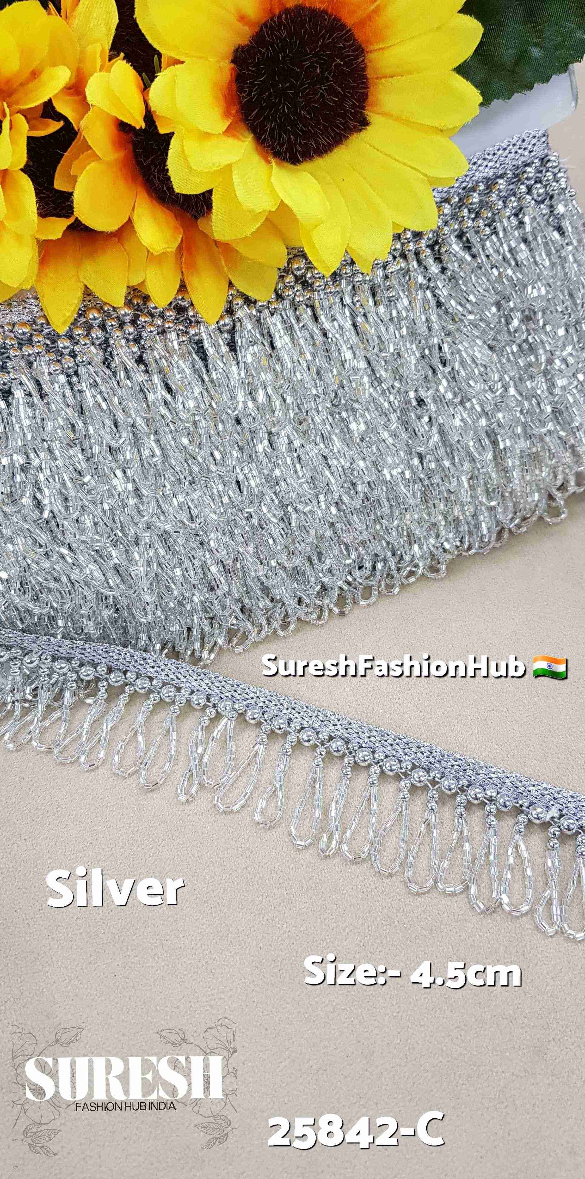 Silver Hanging Scalloped Lace