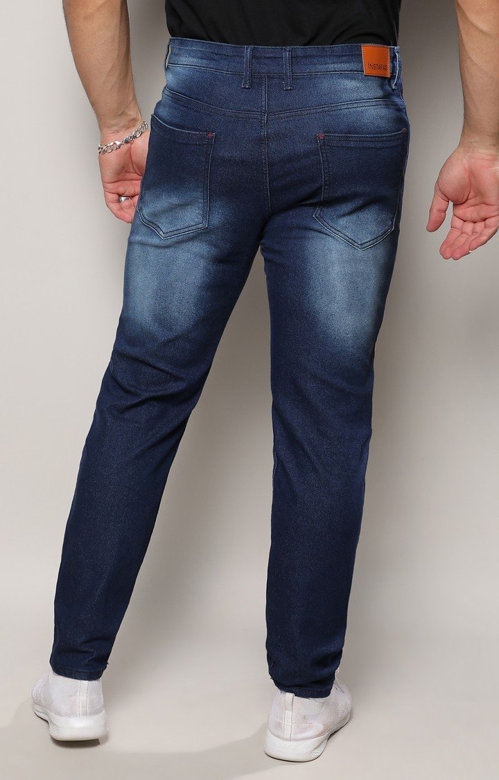 Men's Dark Blue Solid Jeans