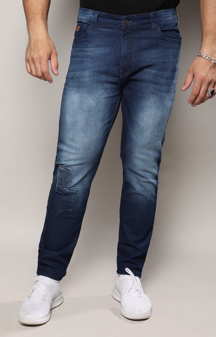Men's Dark Blue Solid Jeans