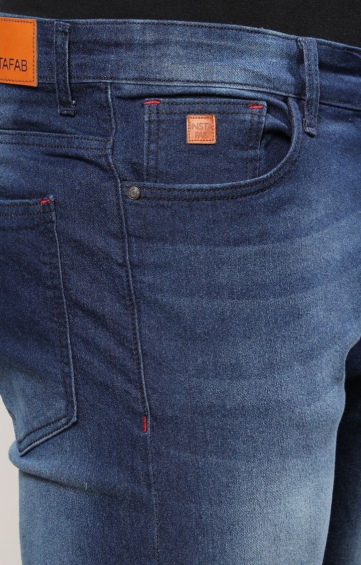 Men's Dark Blue Solid Jeans