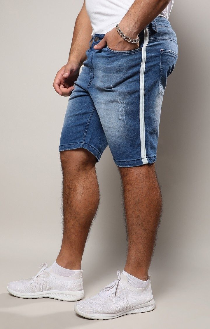 Men's Light Blue Ripped Shorts