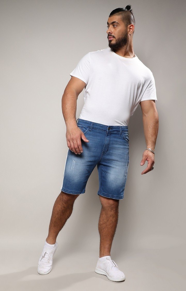 Men's Light Blue Ripped Shorts