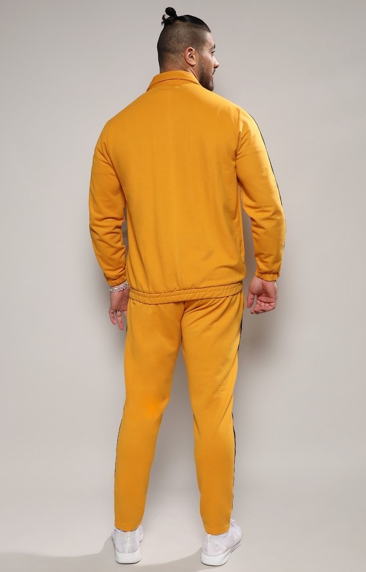 Men's Mustard Yellow Solid Tracksuits