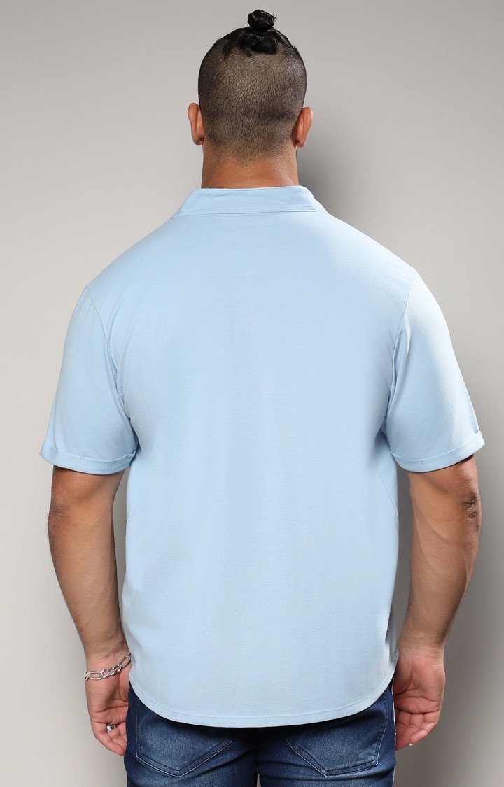 Men's Blue Solid Casual Shirts