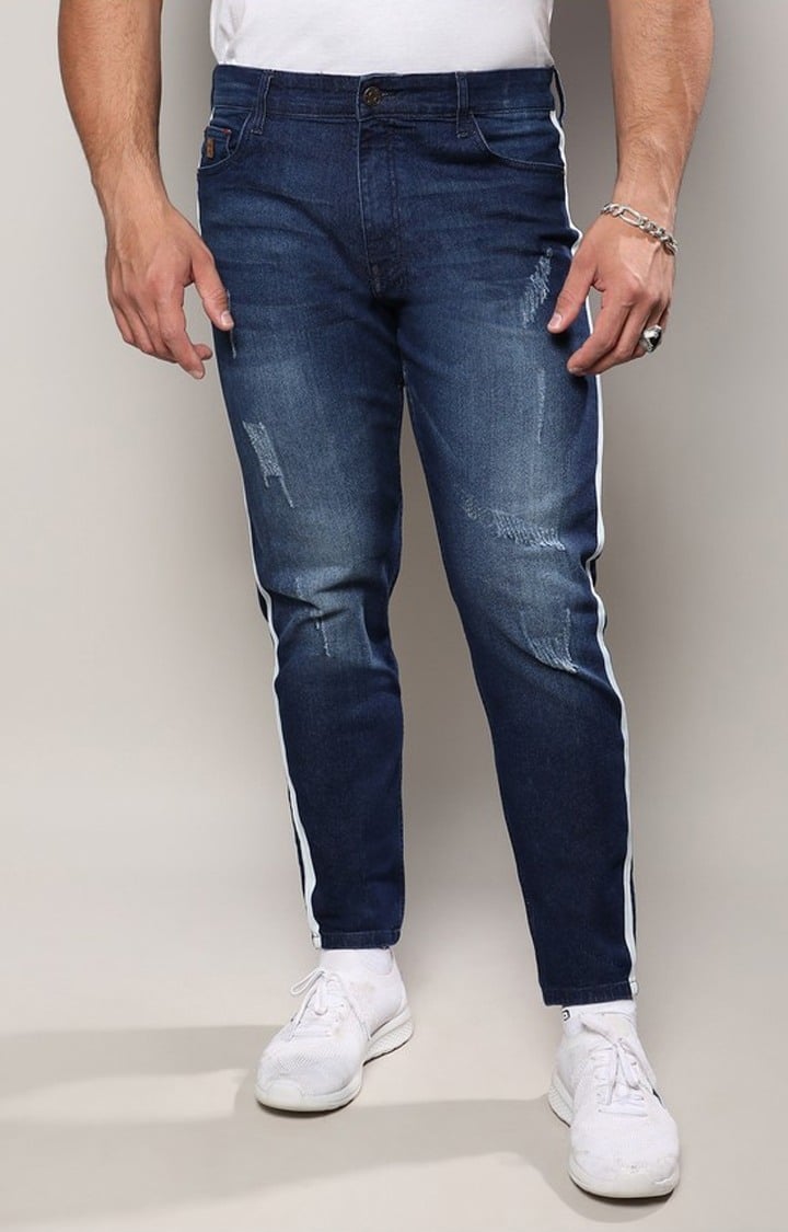 Men's Navy Blue Ripped Jeans
