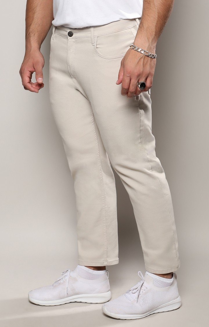 Men's Light Grey Solid Jeans