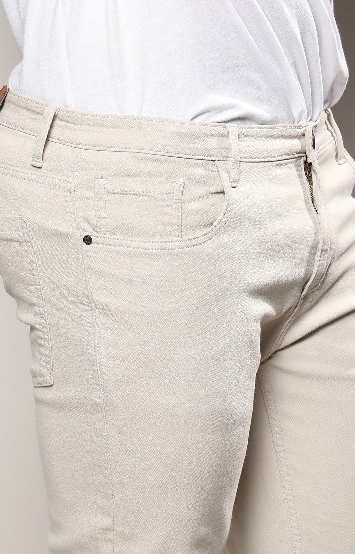 Men's Light Grey Solid Jeans
