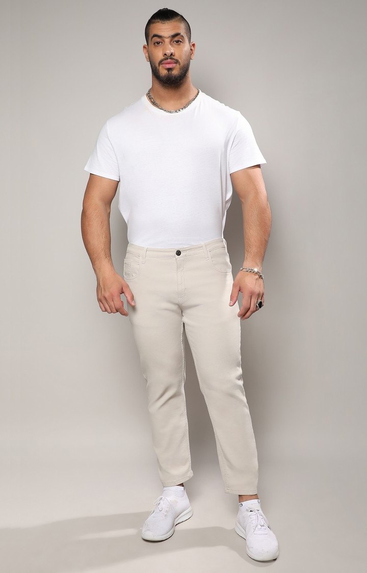 Men's Light Grey Solid Jeans