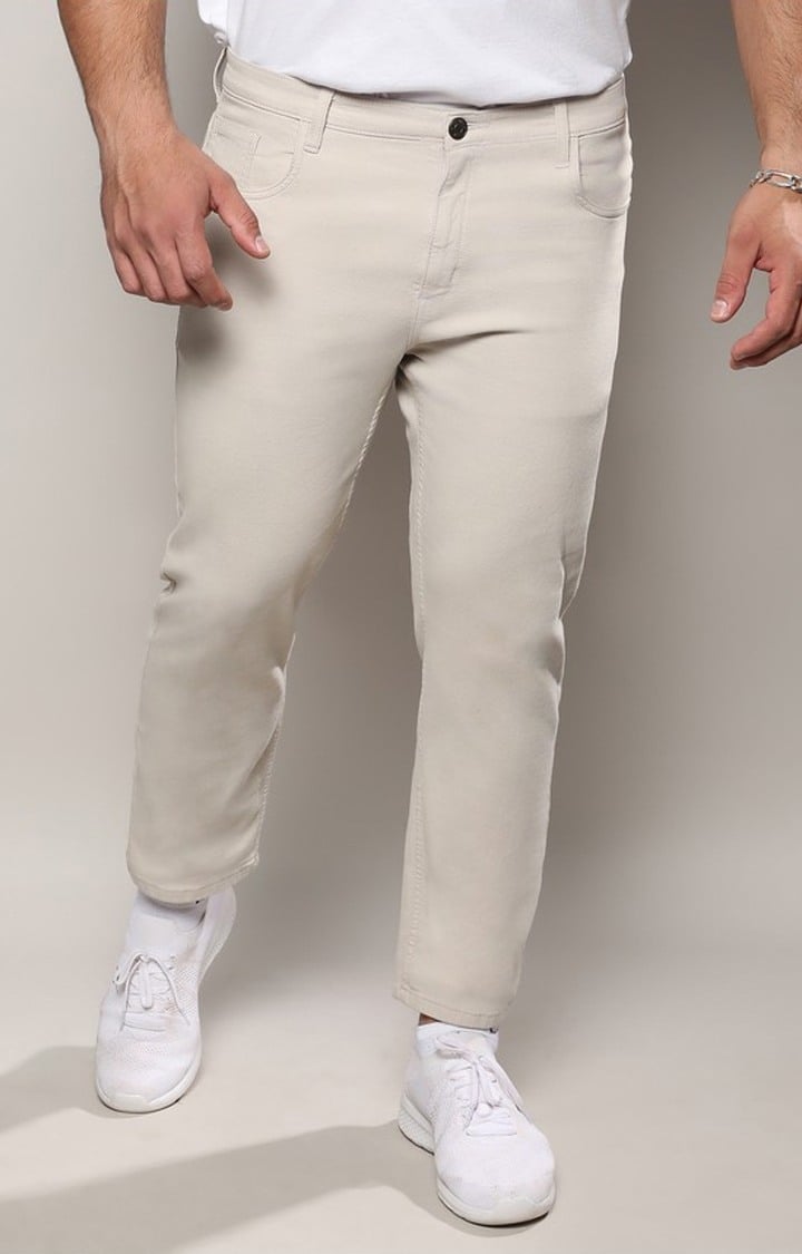 Men's Light Grey Solid Jeans