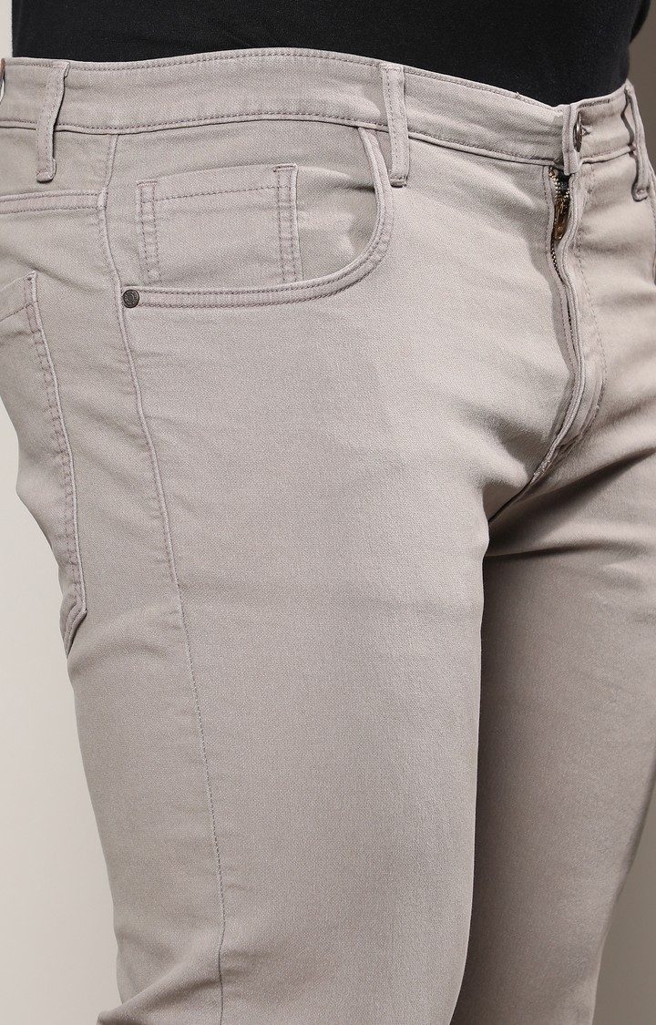 Men's Grey Solid Jeans