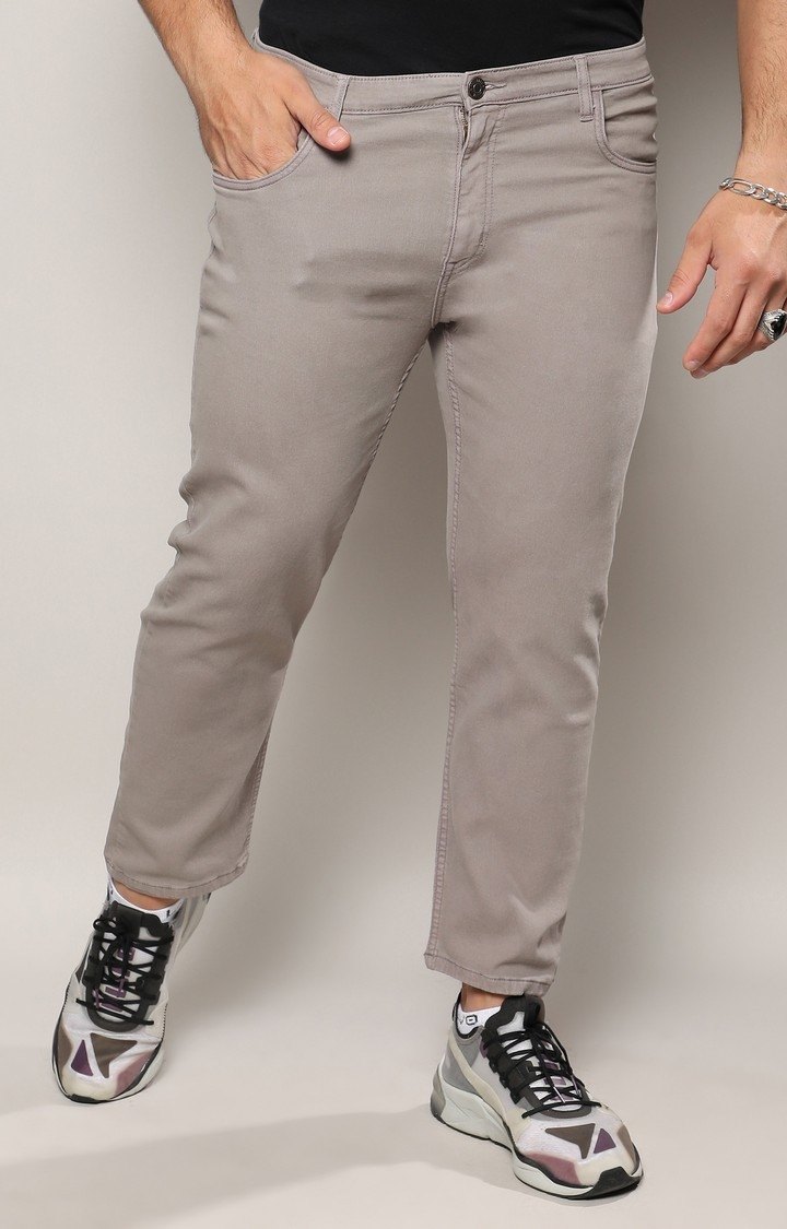 Men's Grey Solid Jeans