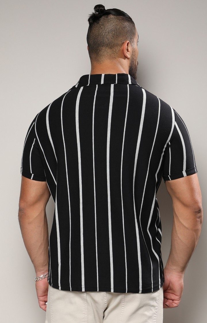 Men's Black Striped Casual Shirts