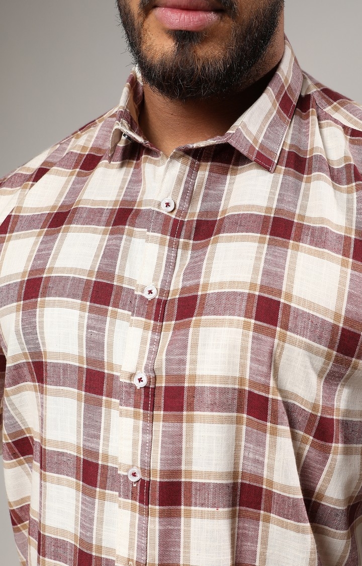 Men's Brown Checked Casual Shirts