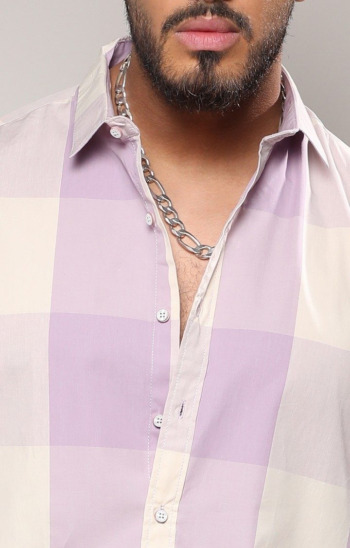 Men's Purple Checked Casual Shirts