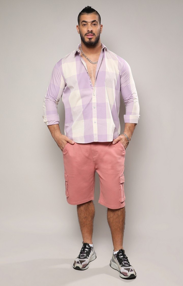 Men's Purple Checked Casual Shirts