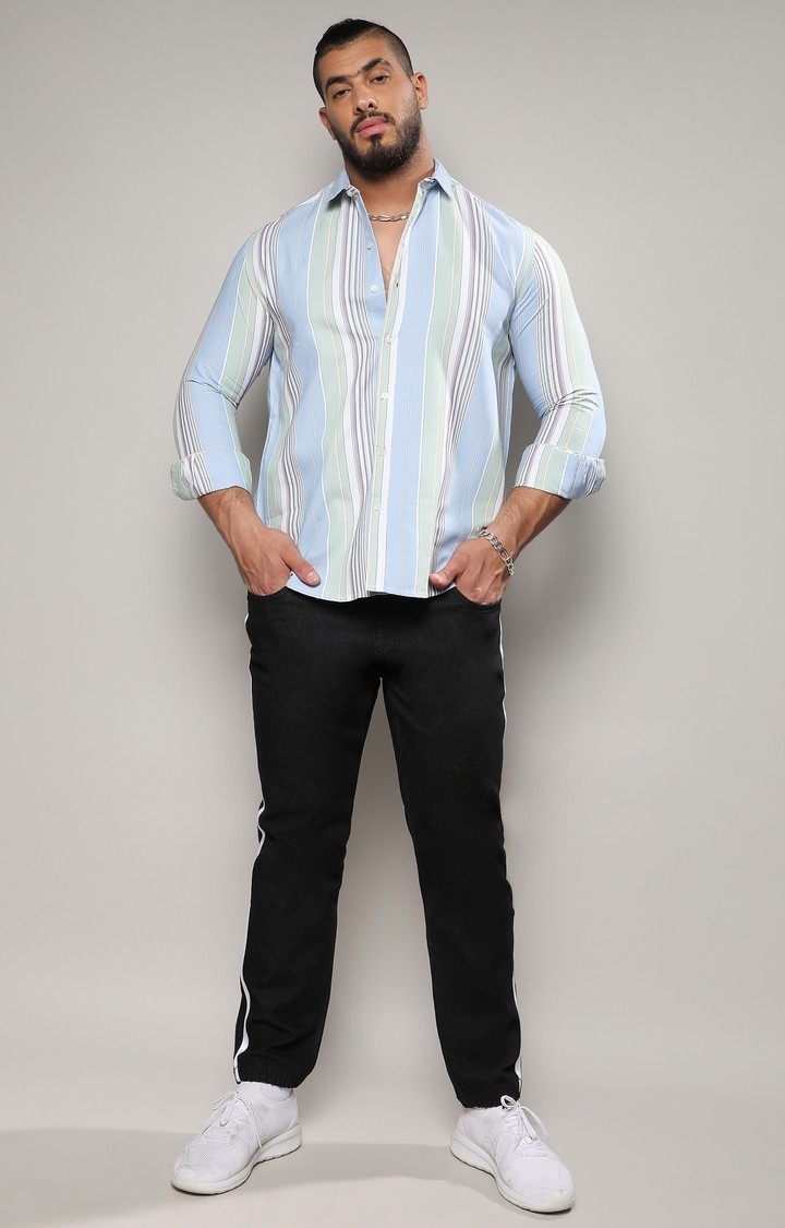 Men's Striped Cotton Button Up Shirt