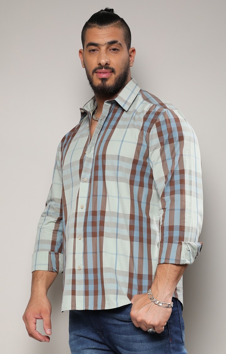 Men's Green Checked Casual Shirts