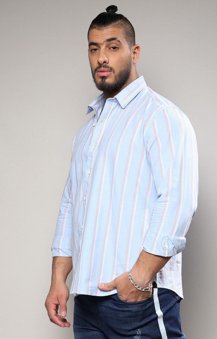 Men's Blue Striped Cotton Shirt