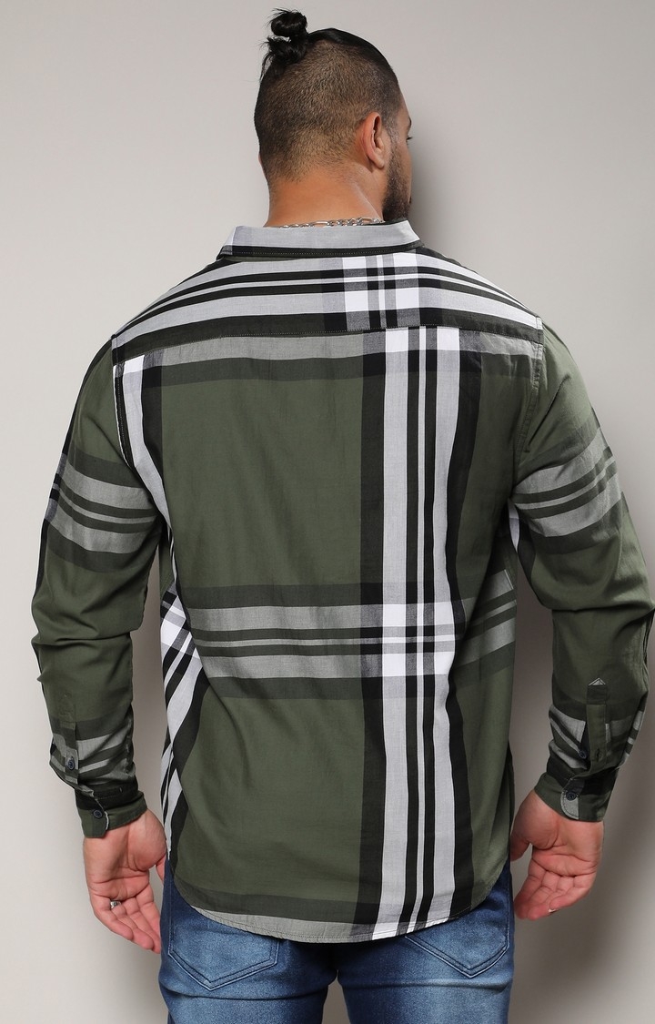 Men's Green Checked Casual Shirts