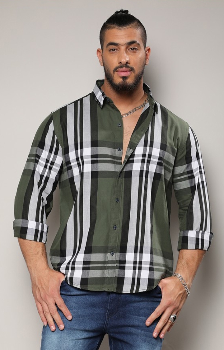 Men's Dark Green Tartan Plaid Shirt