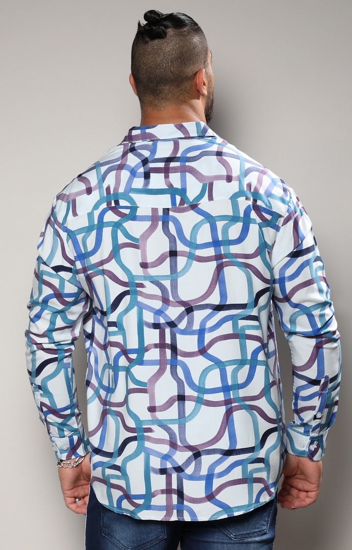 Men's Abstract Print Button Up Shirt