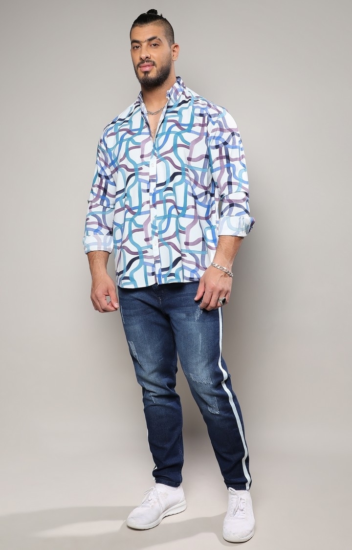 Instafab Plus | Men's Abstract Print Button Up Shirt