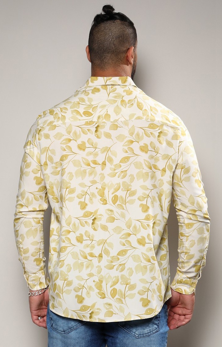 Men's Artistic Foliage Print Button Up Shirt