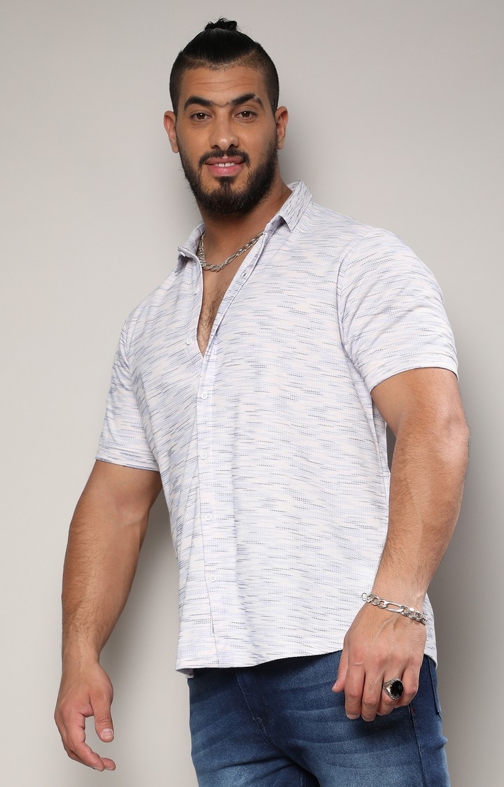 Men's White Textured Casual Shirts