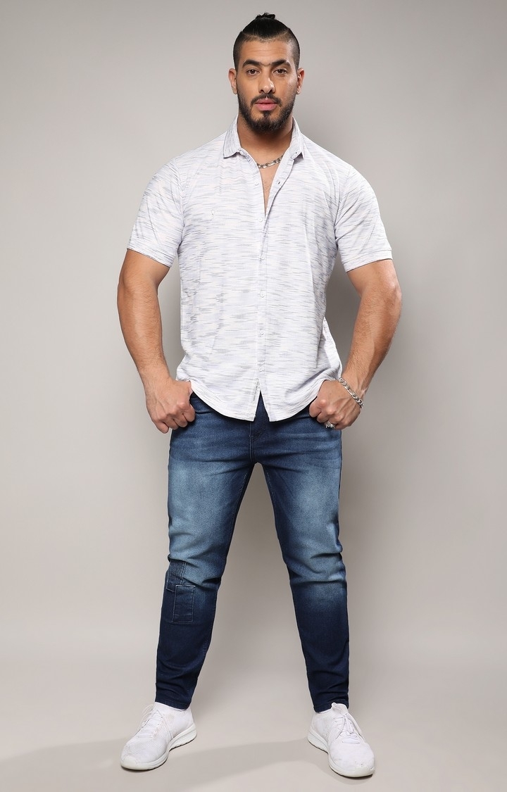 Men's White Honeycomb Knit Shirt