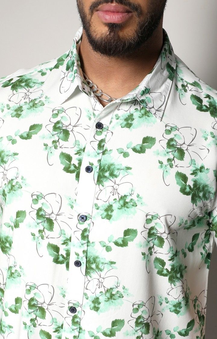 Men's Green Printed Casual Shirts