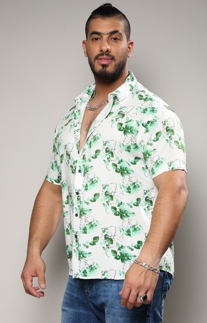 Men's Green Printed Casual Shirts