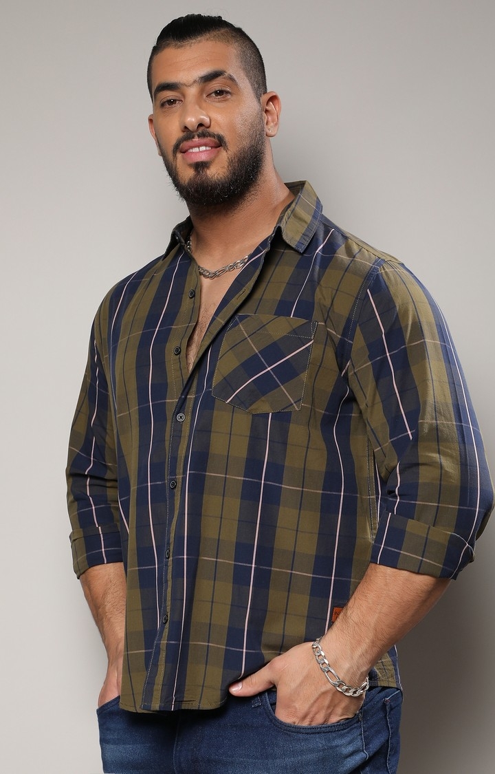 Men's Green Checked Casual Shirts