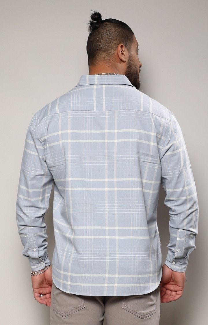 Men's Blue Checked Casual Shirts
