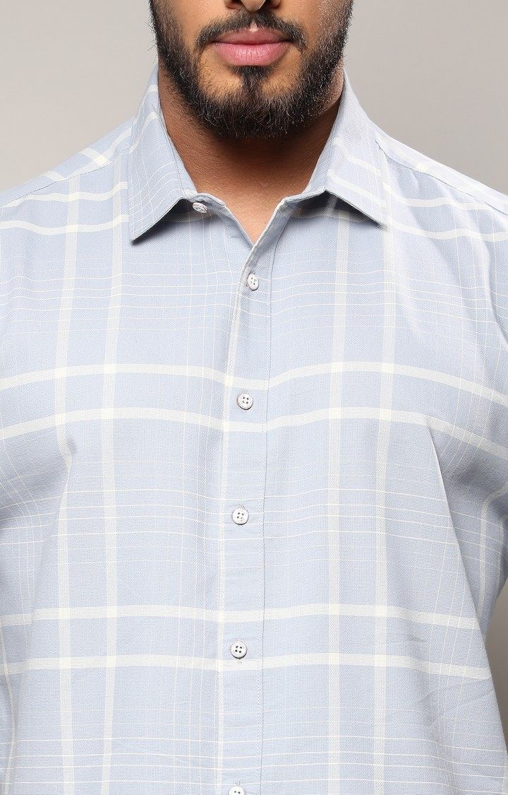 Men's Blue Checked Casual Shirts