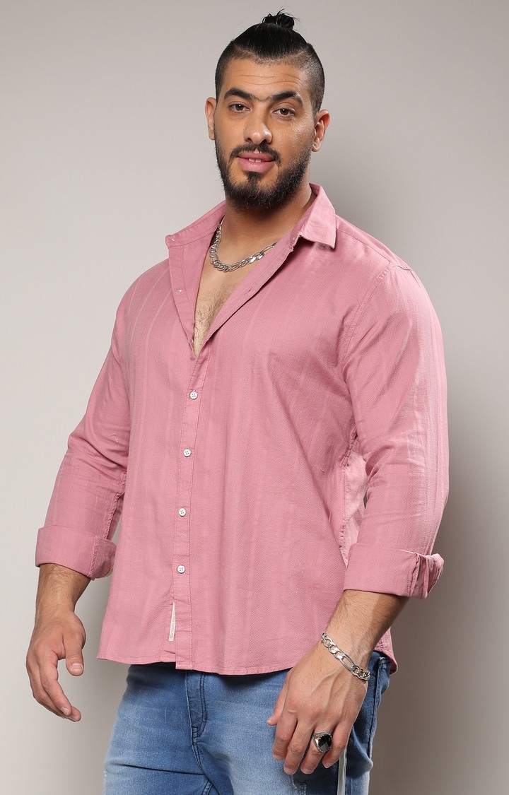 Men's Pink Solid Casual Shirts