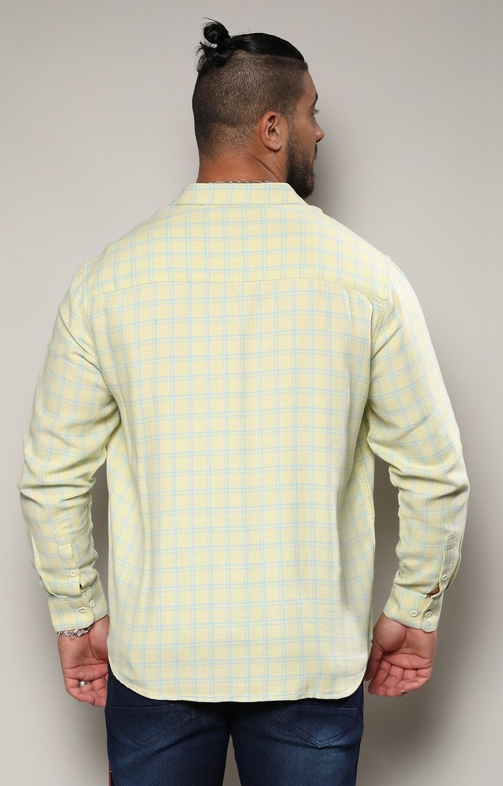 Men's Yellow Checked Casual Shirts