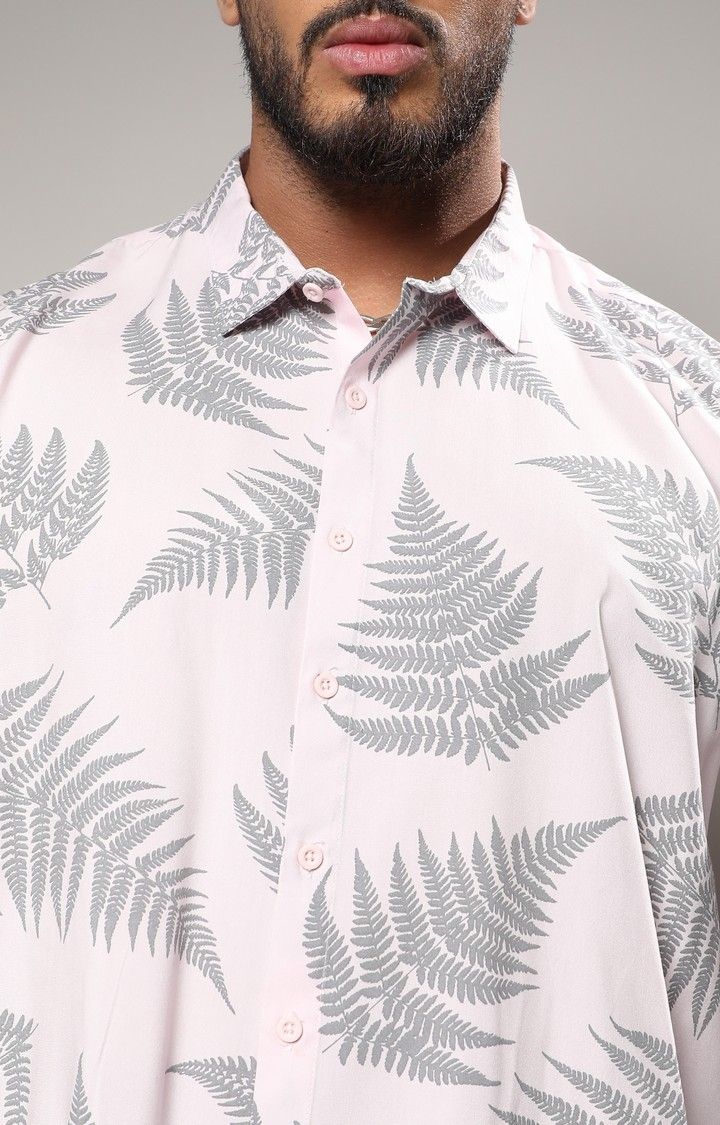 Men's Pink Printed Casual Shirts