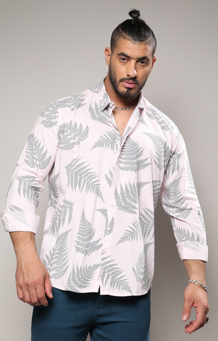 Men's Light Pink & Dark Grey Contrast Fern Shirt