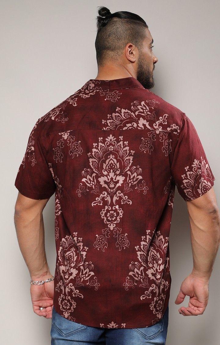 Men's Brown Printed Casual Shirts