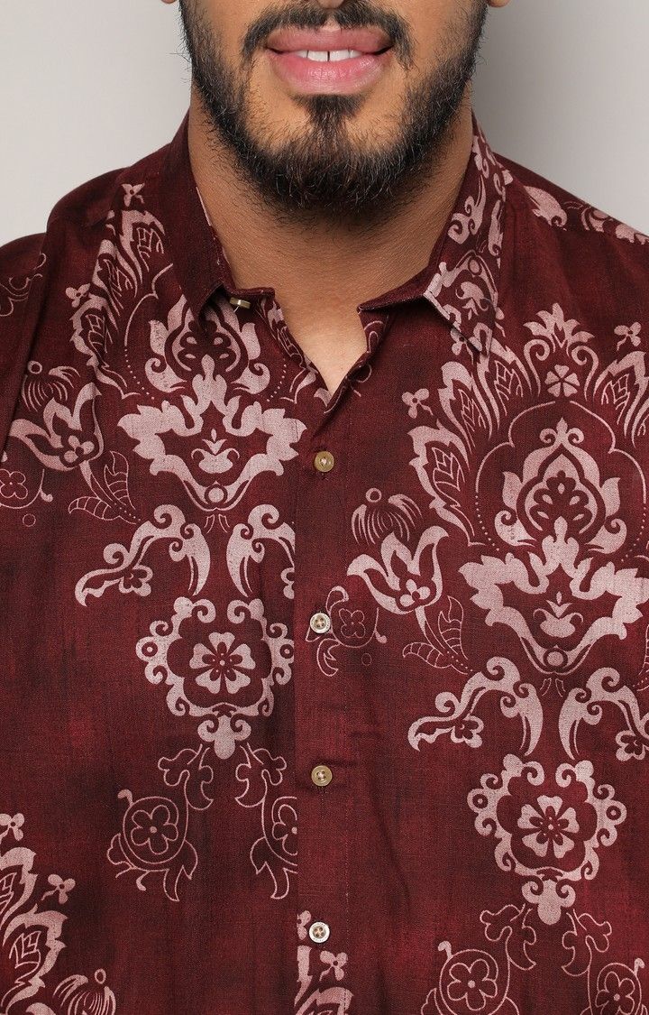 Men's Brown Printed Casual Shirts